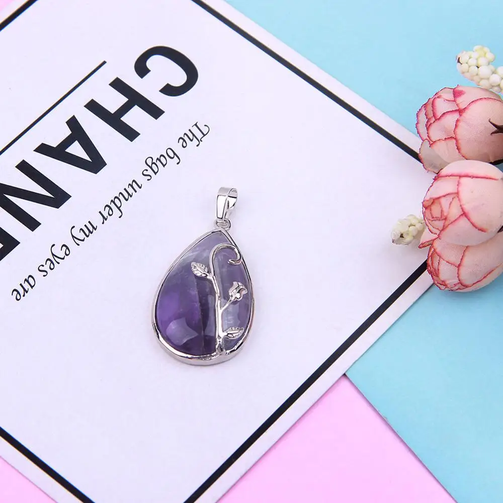Natural Reiki Tumbled Amethyst Quartz Chakra Stone Carved Water Drop Shaped Healing Pendant 1pc GC419
Natural Reiki Tumbled Amethyst Quartz Chakra Stone Carved Water Drop Shaped Healing Pendant 1pc GC419