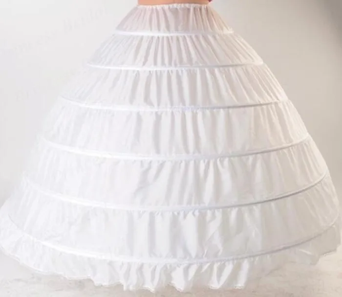 

In Stock High Quality On Sale 6 Hoops Petticoat Crinolin Made Dress Puffy SliP Underskirt Cheap Standard Size Wedding Accessory