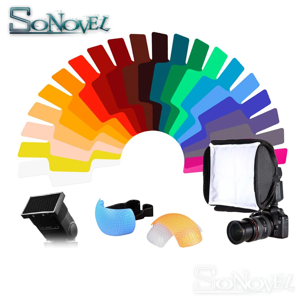 23cmx23cm Portable Flash Softbox Diffuser/ 20 Color Gels Filter Card/Pop-Up Flash Diffuser Cover/Honeycomb Grid for Camera Flash
23cmx23cm Portable Flash Softbox Diffuser/ 20 Color Gels Filter Card/Pop-Up Flash Diffuser Cover/Honeycomb Grid for Camera Flash