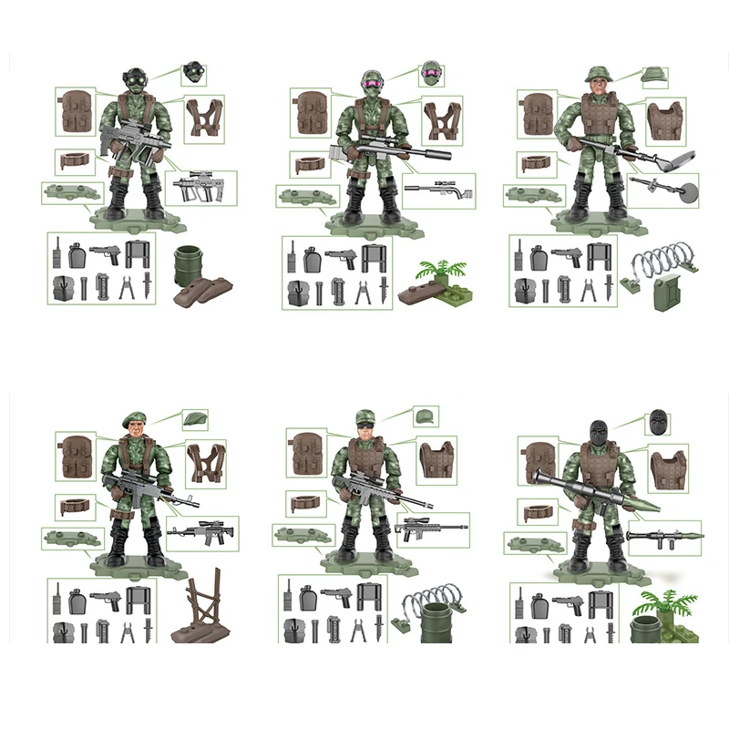 1:36 scale Modern military army action figures Jungle Sentinel mega block ww2 weapon building bricks toys for boys gifts
1:36 scale Modern military army action figures Jungle Sentinel mega block ww2 weapon building bricks toys for boys gifts