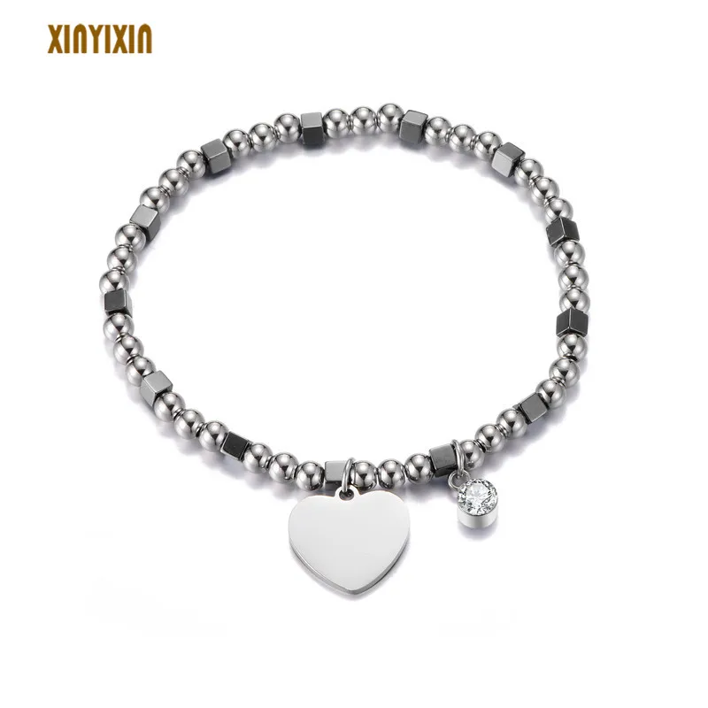 Boho Color Cute Heart Stainless Steel Bracelet Women Round Crystal Elastic Beads Strand Bracelet Mother Day Gift 2019 Jewelry
Boho Color Cute Heart Stainless Steel Bracelet Women Round Crystal Elastic Beads Strand Bracelet Mother Day Gift 2019 Jewelry