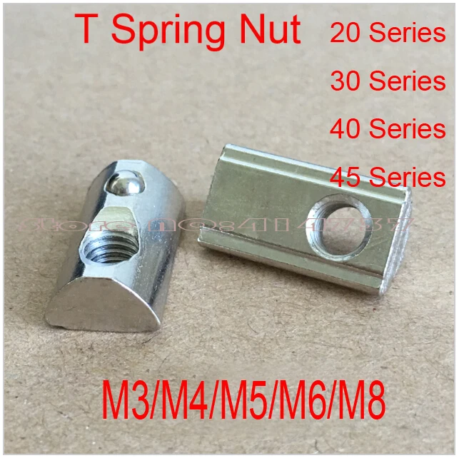 100pcs M3/M4/M5/M6/M8/M10 T Spring Nut Half Round Elasticity Spring Nut Block for 20S/30S/40S/45S Aluminium Profile Slot Groove
100pcs M3/M4/M5/M6/M8/M10 T Spring Nut Half Round Elasticity Spring Nut Block for 20S/30S/40S/45S Aluminium Profile Slot Groove