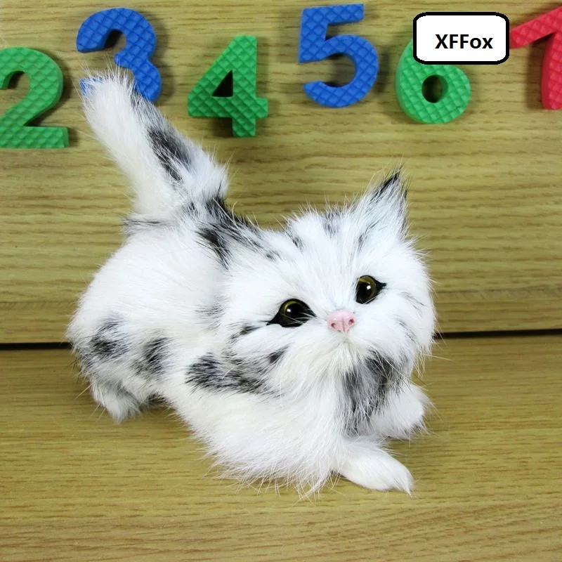 

Новая реальная жизнь, натуральный цвет, модель кошки из пластика и меха, милый подарок кошки, около 12x5x10 см xf1218
