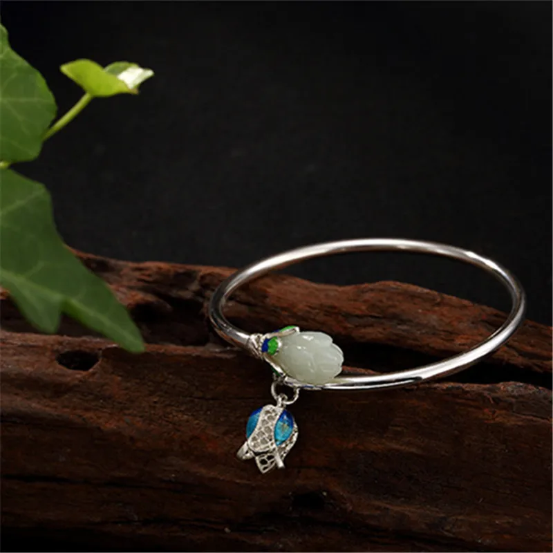 Jinwateryu retro jewelry 925 sterling silver Hetian white cloisonne mosaic magnolia lady opening vintage bracelet
Jinwateryu retro jewelry 925 sterling silver Hetian white cloisonne mosaic magnolia lady opening vintage bracelet