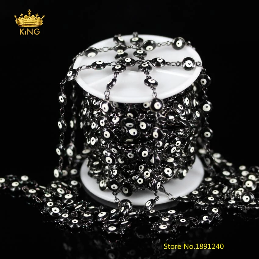 5meters Black Evil Eye Lampwork Beads Rosary Chains,Flat Round Glass Plated Gun Black Copper Coin Shape Chains Findings DTS02
5meters Black Evil Eye Lampwork Beads Rosary Chains,Flat Round Glass Plated Gun Black Copper Coin Shape Chains Findings DTS02