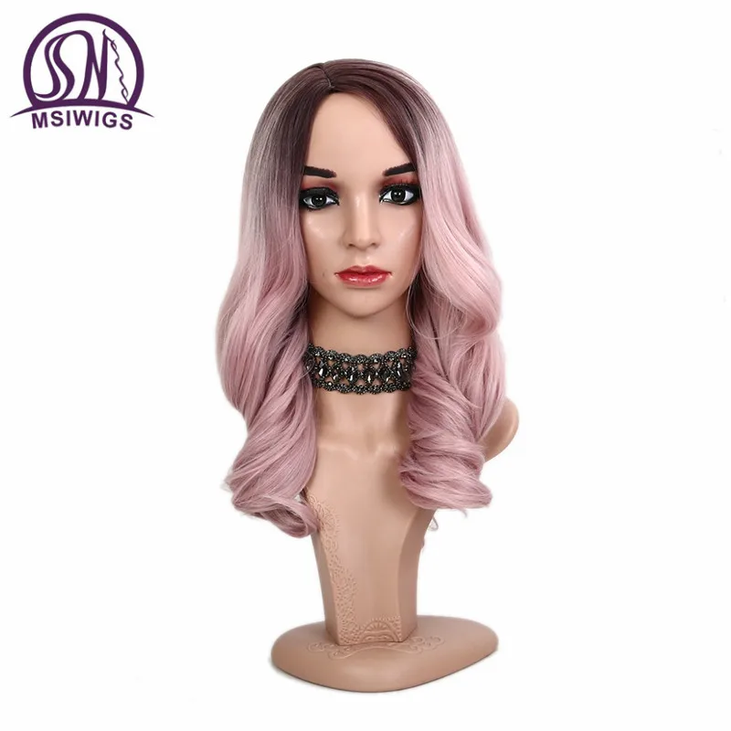 MSIWIGS длинный парик блонд с эффектом омбре для женщин двухцветные пепепельно
