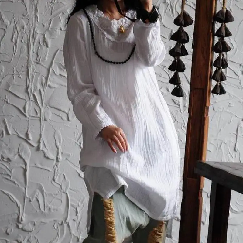 New 2020 Spring Embroidery Patchwork Cotton Linen Dress Women Robe Pink Blue Long Sleeve Irregular Casual Dresses Split Vestidos
New 2020 Spring Embroidery Patchwork Cotton Linen Dress Women Robe Pink Blue Long Sleeve Irregular Casual Dresses Split Vestidos