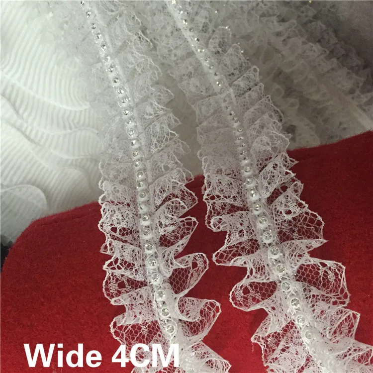 4CM Wide White Black Luxury 3D Pleated Lace Glitter Rhinestone Folds Trim Embroidery Collar Applique DIY Sewing Guipure Supplies
4CM Wide White Black Luxury 3D Pleated Lace Glitter Rhinestone Folds Trim Embroidery Collar Applique DIY Sewing Guipure Supplies