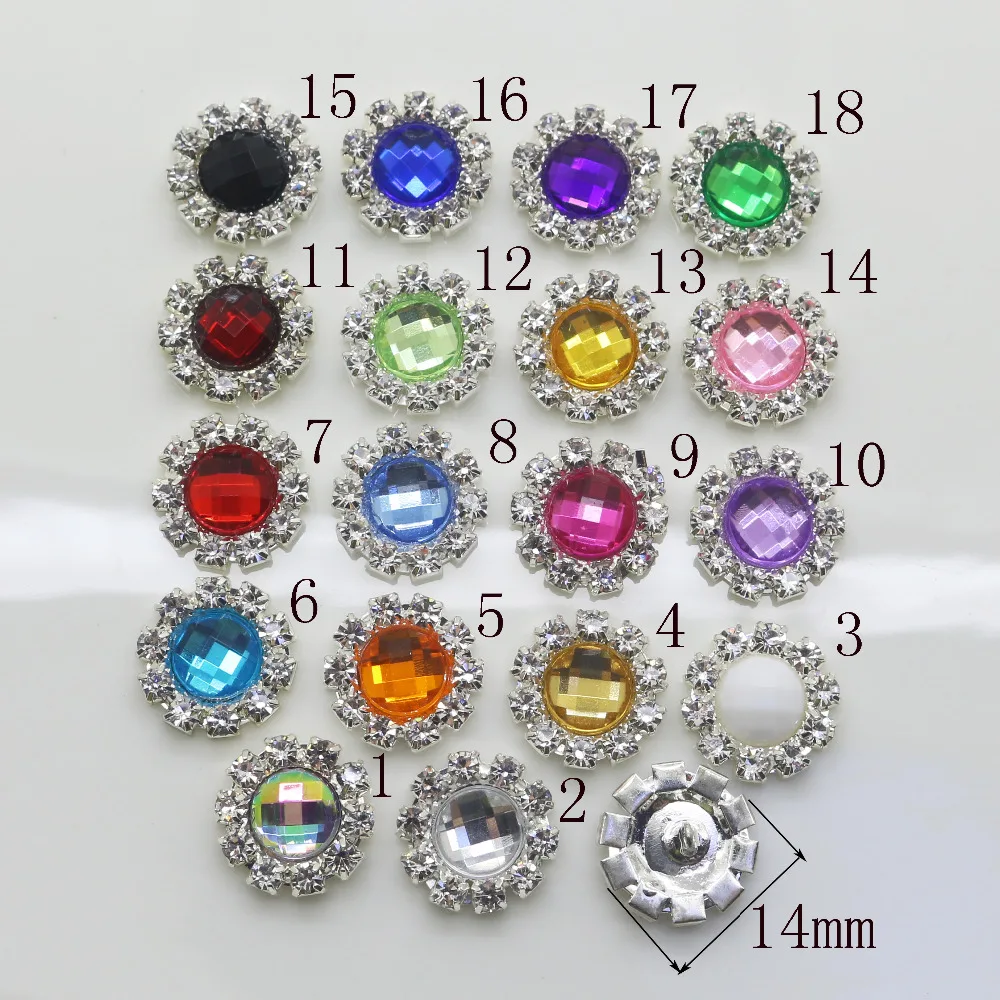 100 Pcs Fashion 14mm Round Acrylic Rhinestone Button Brass Metal Baby Buttons Wedding Decoration Sewing Costume Craft Ornaments
100 Pcs Fashion 14mm Round Acrylic Rhinestone Button Brass Metal Baby Buttons Wedding Decoration Sewing Costume Craft Ornaments