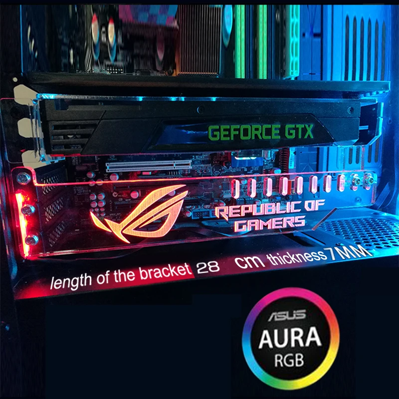 RGB светодиодный подставка для компьютерных графических карт AURA, подсветка шасси, поддержка разъема, индивидуальный декор, держатель Lightning
RGB светодиодный подставка для компьютерных графических карт AURA, подсветка шасси, поддержка разъема, индивидуальный декор, держатель Lightning