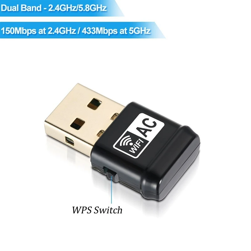 USB Wifi адаптер AC600Mbps двухдиапазонный 2 4G/5G 802.11ac беспроводной для Windows 10/8. 1/7/XP/Vista Mac OS X