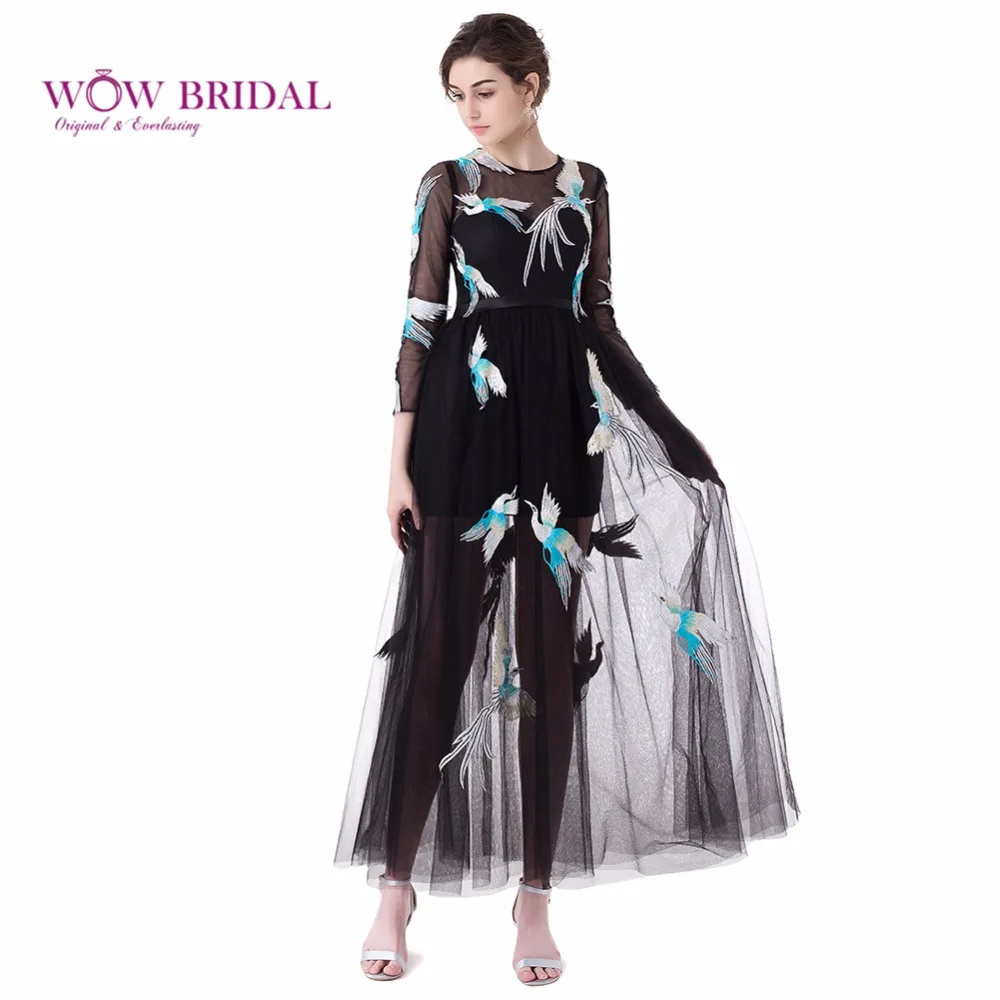 Wowbrial O Neck Long Sleeve A line Evening Dress Bird and Cloud Printed Flower Evening Gowns Formal Dress For Party
Wowbrial O Neck Long Sleeve A line Evening Dress Bird and Cloud Printed Flower Evening Gowns Formal Dress For Party