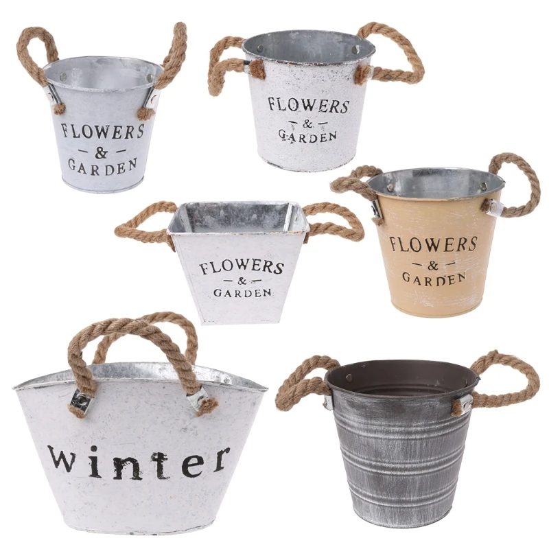 2019 New Small Metal Buckets Planters Flower Decorative Vases With Rope Handles Garden Supplies
2019 New Small Metal Buckets Planters Flower Decorative Vases With Rope Handles Garden Supplies