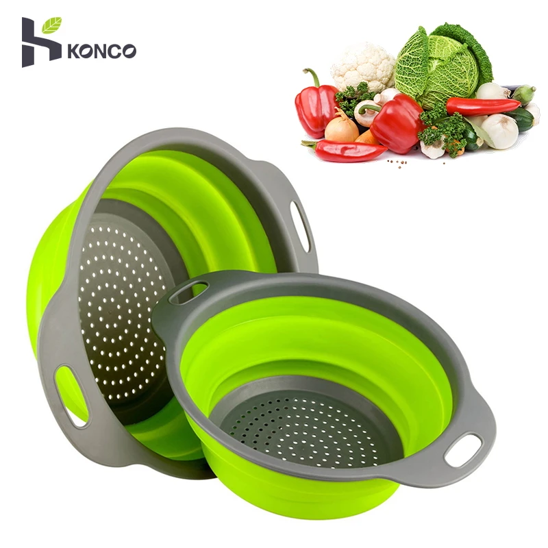 KONCO 2 pieces Silicone Folding Drain Basket Retractable Silicone Fruit Vegetable Colander Kitchen Storage Gadgets
KONCO 2 pieces Silicone Folding Drain Basket Retractable Silicone Fruit Vegetable Colander Kitchen Storage Gadgets
