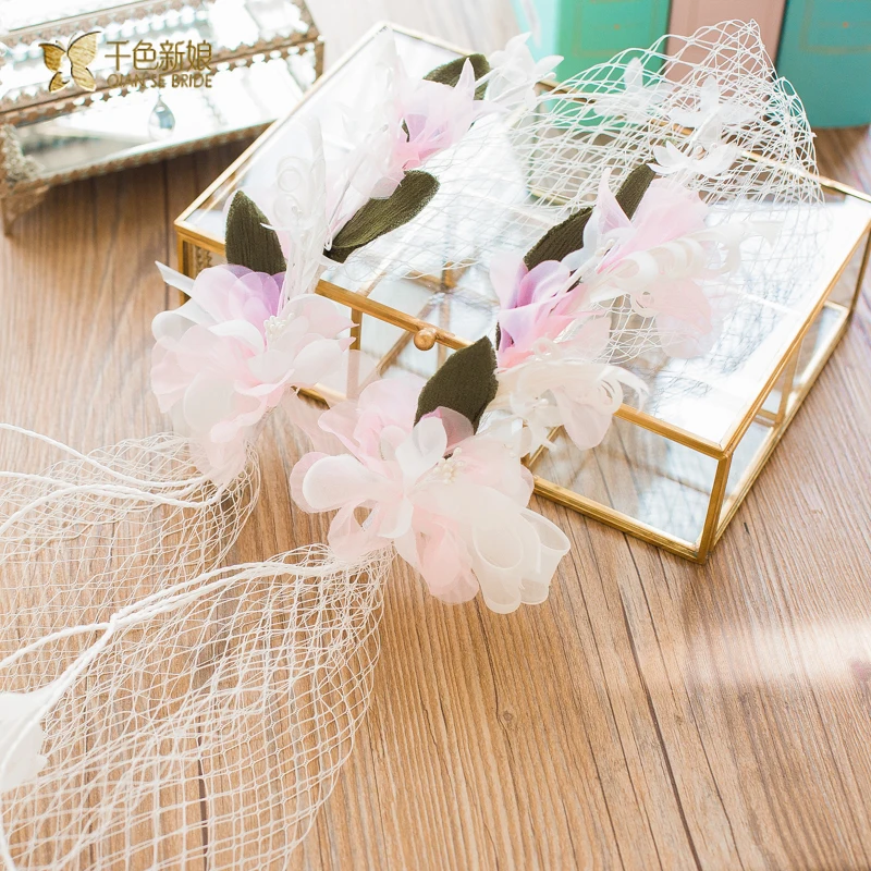 Великолепный цветок оголовье женские заколки Sheer Veil Свадебные украшения для