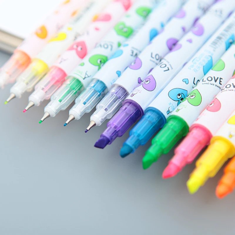 6pcs Highlighter Cartoon Stationery Markers Colorful Double Headed School Fluorescent Hook Highlighter Pen Color Mark
6pcs Highlighter Cartoon Stationery Markers Colorful Double Headed School Fluorescent Hook Highlighter Pen Color Mark