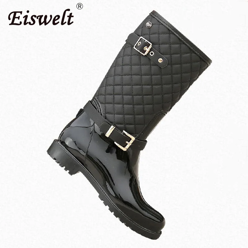 EISWELT 2017 New Women Leather Boots Mid-calf Boot Women Waterproof Rubber Rain Boots Fashion Buckle Ladies Water Shoes#ZQS165 
EISWELT 2017 New Women Leather Boots Mid-calf Boot Women Waterproof Rubber Rain Boots Fashion Buckle Ladies Water Shoes#ZQS165