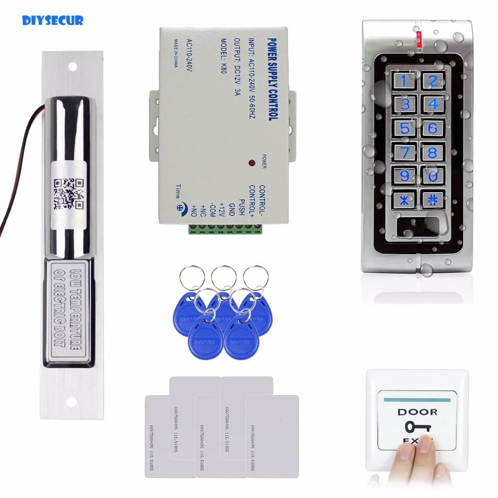 Система контроля доступа DIYSECUR W1 с RFID считывателем и болтовым замком|bolt lock|access control