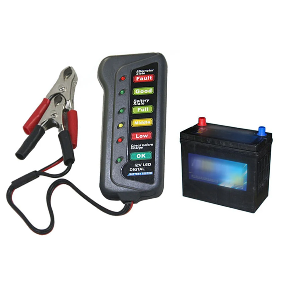 12V Digital Battery Alternator Tester Car Vehicle Diagnostic Tool with 6 LED Lights Display Testers High Quality | Автомобили и