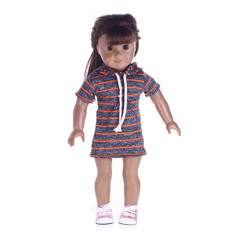 Полосатый принт балахон подходит 18 дюймов American Girl Кукла Аксессуары куклы одежда