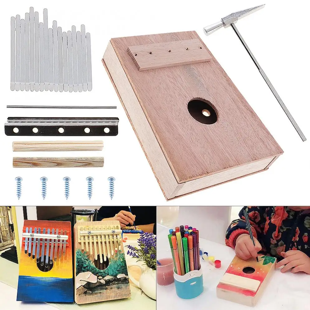 

17 Key High-end configuration Kalimba DIY Kit Mahogany Thumb Piano Mbira for Handwork Painting Parents-child Campaign
