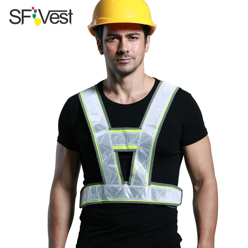 

SFVest company logo printing safety reflective vest logo can be printed traffic waistcoat with reflective crystal lattice