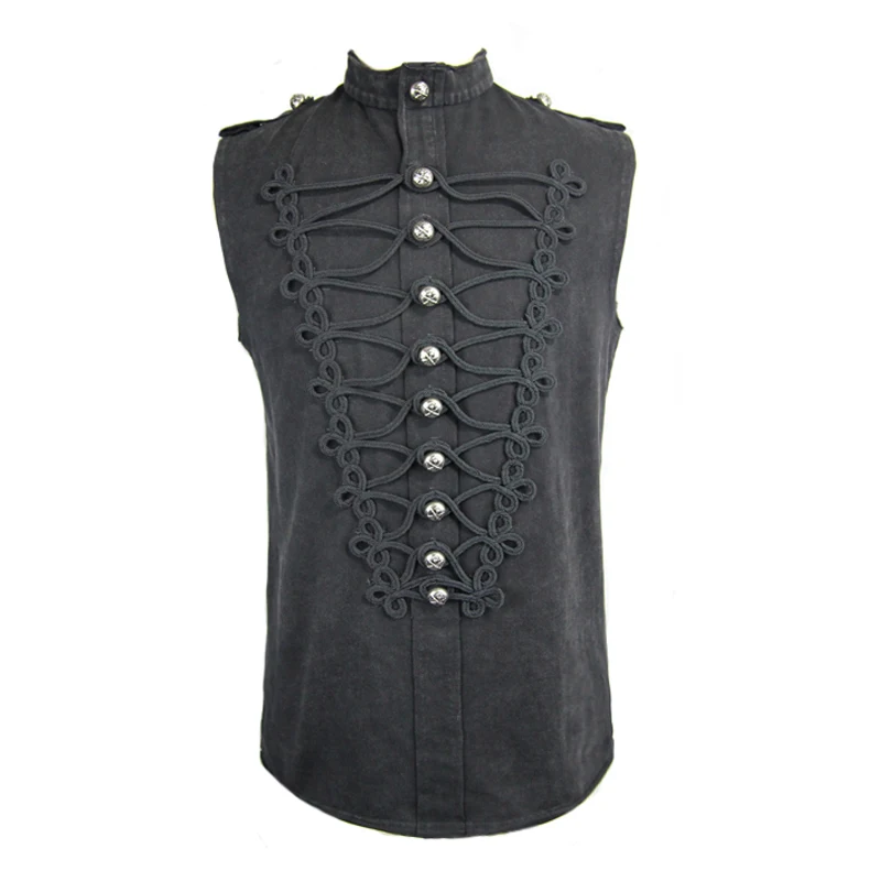 Steampunk Men's Black Sleeveless O-Neck Single Breasted Men Vest Summer Tops Shirts
Steampunk Men's Black Sleeveless O-Neck Single Breasted Men Vest Summer Tops Shirts