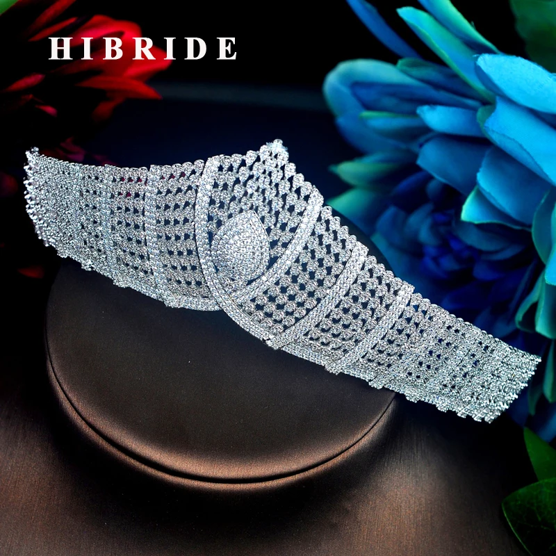 

HIBRIDE Sparkling Luxury Design Women Tiara Crown Bridal Hair Accessories Baroque Wedding Crystal Pageant Tiaras And Crowns C-94