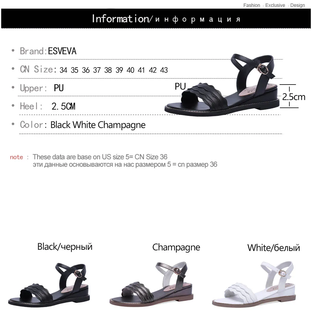 ESVEVA 2019 Women Sandals PU Leather Round Low Heel Slingback Buckle Casual Shoes Simple Fashion Style White Size 34-43
ESVEVA 2019 Women Sandals PU Leather Round Low Heel Slingback Buckle Casual Shoes Simple Fashion Style White Size 34-43