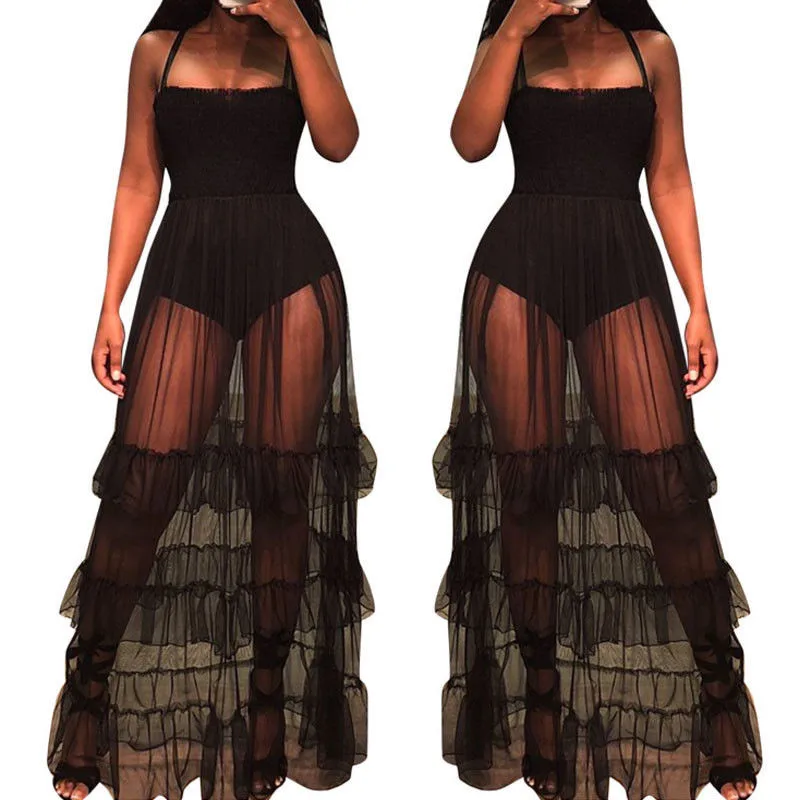 Women Beach See Through Dress Ruffle Hem Sheer Dotted Mesh Spaghetti Strap Dresses Ladies Sexy Perspective Bodysuit Beach Dress
Women Beach See Through Dress Ruffle Hem Sheer Dotted Mesh Spaghetti Strap Dresses Ladies Sexy Perspective Bodysuit Beach Dress