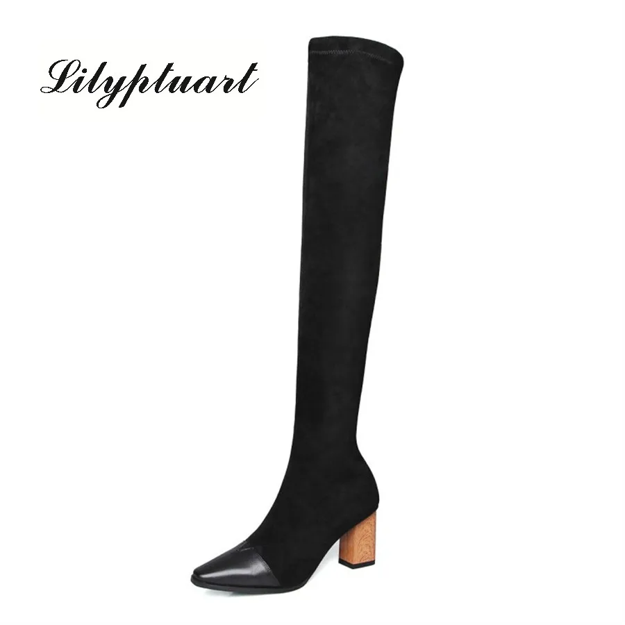 2019 new leather and elastic cloth material rubber soles elastic socks boots square head high heel thick with fashion boots
2019 new leather and elastic cloth material rubber soles elastic socks boots square head high heel thick with fashion boots