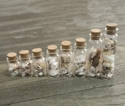 mini glass bottle with mixed shells and conches 3 5 7 8 10 12 15 20ml jars free shipping world wide | Дом и сад