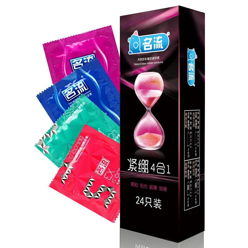 Mingliu 24pcs Mixed Types Condoms Ice & Fire Dotted Ribbed G spot Stimulation Penis Sleeve Super Thin Condones Sex Toy for Men - купить по