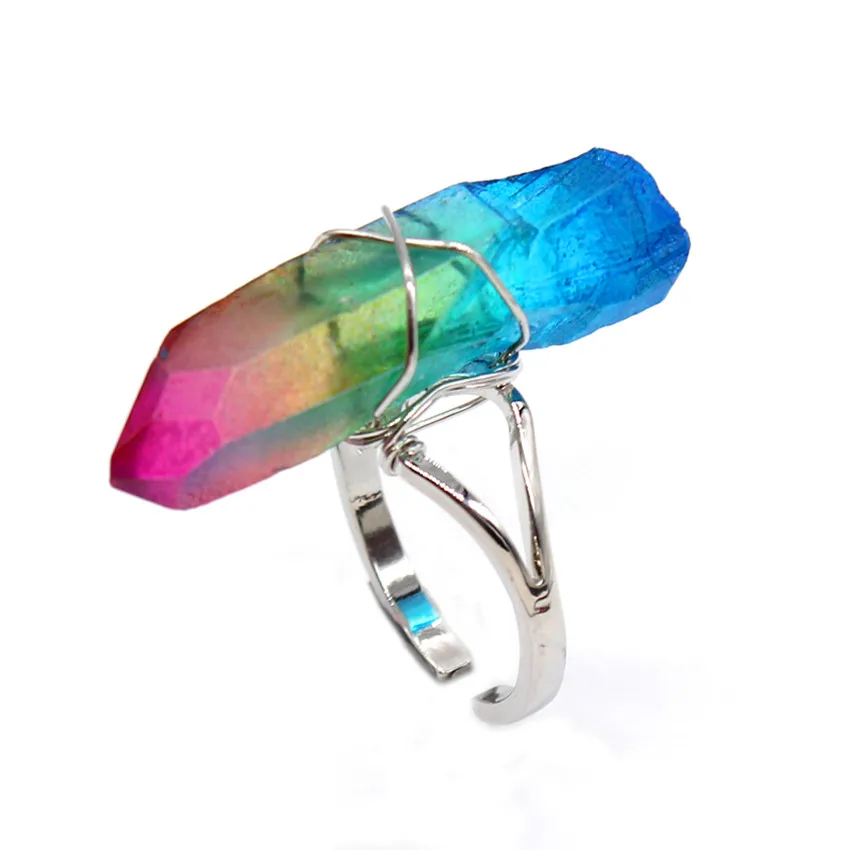 100-Unique 1 Pcs Silver Plated Wire Wrap Irregular Shape Crystal Dyed Colorfulr Resizable Finger Ring
100-Unique 1 Pcs Silver Plated Wire Wrap Irregular Shape Crystal Dyed Colorfulr Resizable Finger Ring