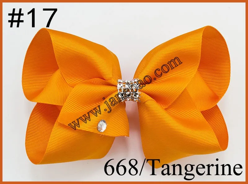 

free shipping 24pcs 5-6'' Large funky neon color signature hair bow boutique hair bows RHINESTONE SUMMER HOLIDAYS hair clips
