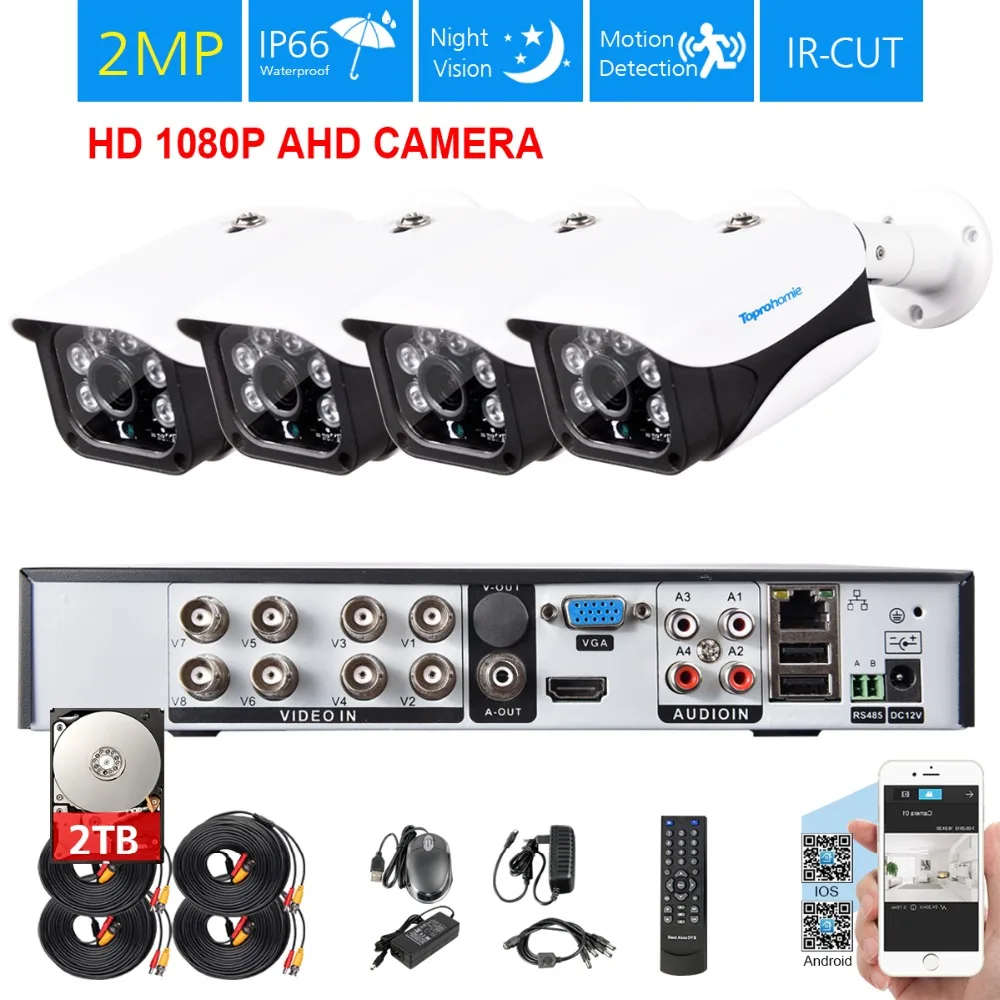 Full HD 1080 P 3000TVL CCTV система безопасности 8CH HDMI AHD DVR комплект 4 шт. 2MP открытый видео