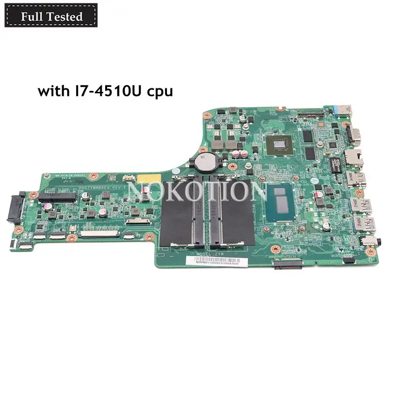 Материнская плата NOKOTION NBMNW11003 NB.MNW11.003 для ноутбука Acer aspire E5-771G, DA0ZYWMB6E0 SR1EB I7-4510U GT840M, основная плата, работает
Материнская плата NOKOTION NBMNW11003 NB.MNW11.003 для ноутбука Acer aspire E5-771G, DA0ZYWMB6E0 SR1EB I7-4510U GT840M, основная плата, работает