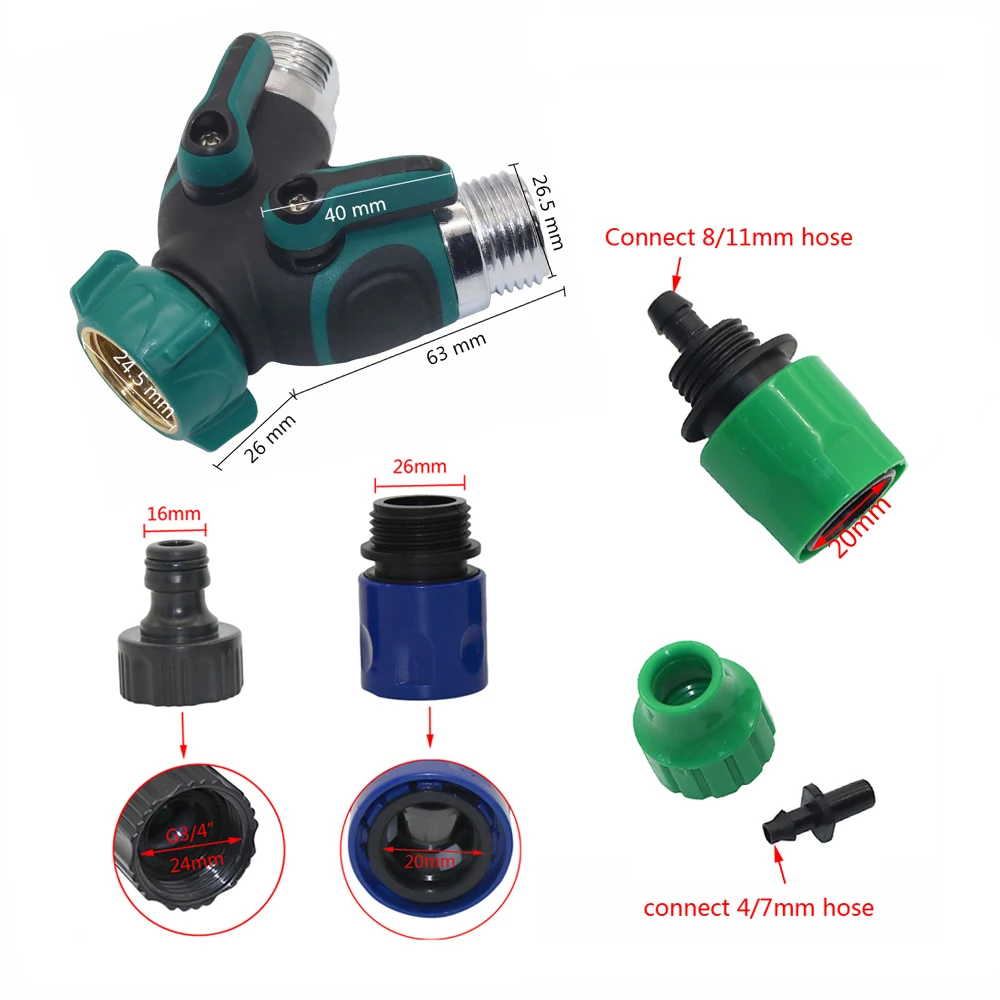 3/4" American Standard thread Y Valve with Quick Connectors Garden Irrigation Pipe Adapter Fitting Kit 1 Set | Дом и сад