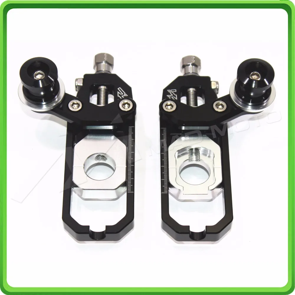 

Motorcycle Chain Tensioner Adjuster with spool fit for KAWASAKI Ninja ZX10R ZX 10R ZX-10R 2008 2009 2010 Black & Silver