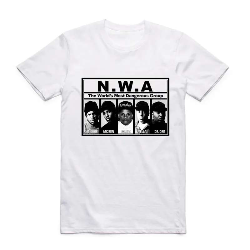 Модные для мужчин принт N. W. A. Straight Outta Compton футболка с круглым вырезом Рубашка