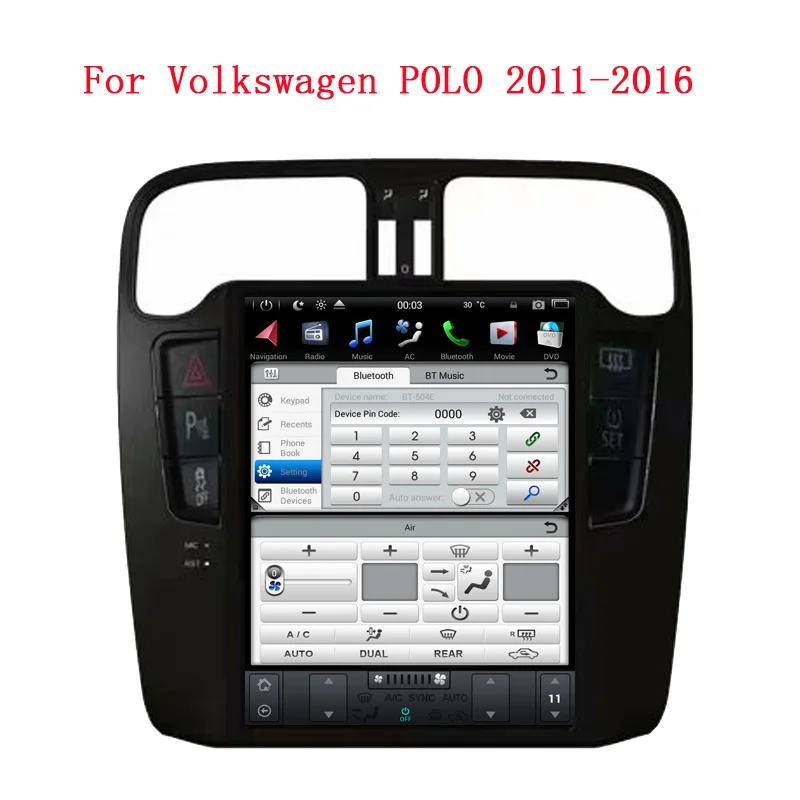 Автомобильный dvd плеер в стиле tesla android 9 0 для Volkswagen polo 2012 2016 с вертикальным экраном