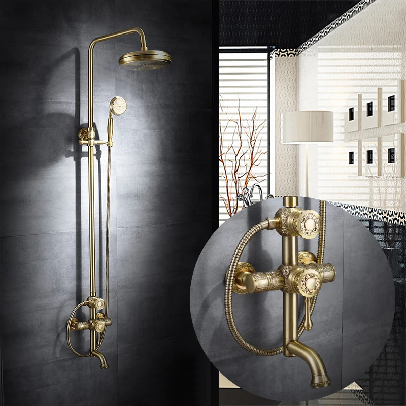 Bathroom Shower faucet set Faucet Shower Antique Brass Carving Hot and Cold Bathroom Shower Faucet Set Mixer Tap Square
Bathroom Shower faucet set Faucet Shower Antique Brass Carving Hot and Cold Bathroom Shower Faucet Set Mixer Tap Square