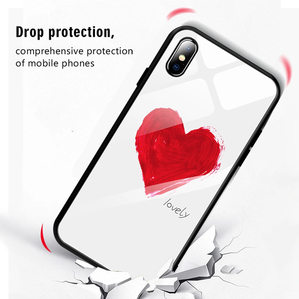 Чехол из закаленного стекла для пары IPhone X XS Max XR 8 7 6 S Plus милый чехол с узором Сова и