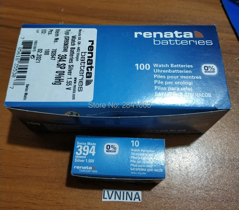 100Xrenata Silver Oxide Watch Battery 394 SR936SW 936 1.55V 100% original brand renata 394 renata936 battery
100Xrenata Silver Oxide Watch Battery 394 SR936SW 936 1.55V 100% original brand renata 394 renata936 battery