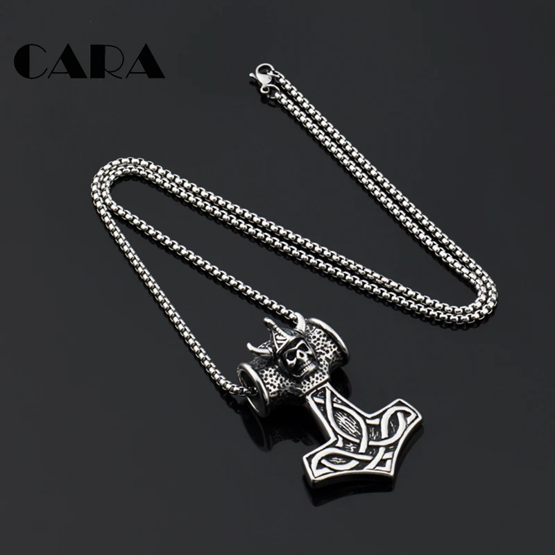 New Vintage 316L Stainless steel Pendant Necklace Myth Thor's Hammer Norse Magick Mjolnir Skull Stainless steel Chain CAGF0341
New Vintage 316L Stainless steel Pendant Necklace Myth Thor's Hammer Norse Magick Mjolnir Skull Stainless steel Chain CAGF0341