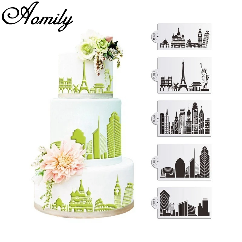 Aomily 5PCS/Set Buildings Cake Stencils Cookies Mousse MoldCoffee Cappuccino Template Baking Sugarcraft Cake Decorating Tools
Aomily 5PCS/Set Buildings Cake Stencils Cookies Mousse MoldCoffee Cappuccino Template Baking Sugarcraft Cake Decorating Tools