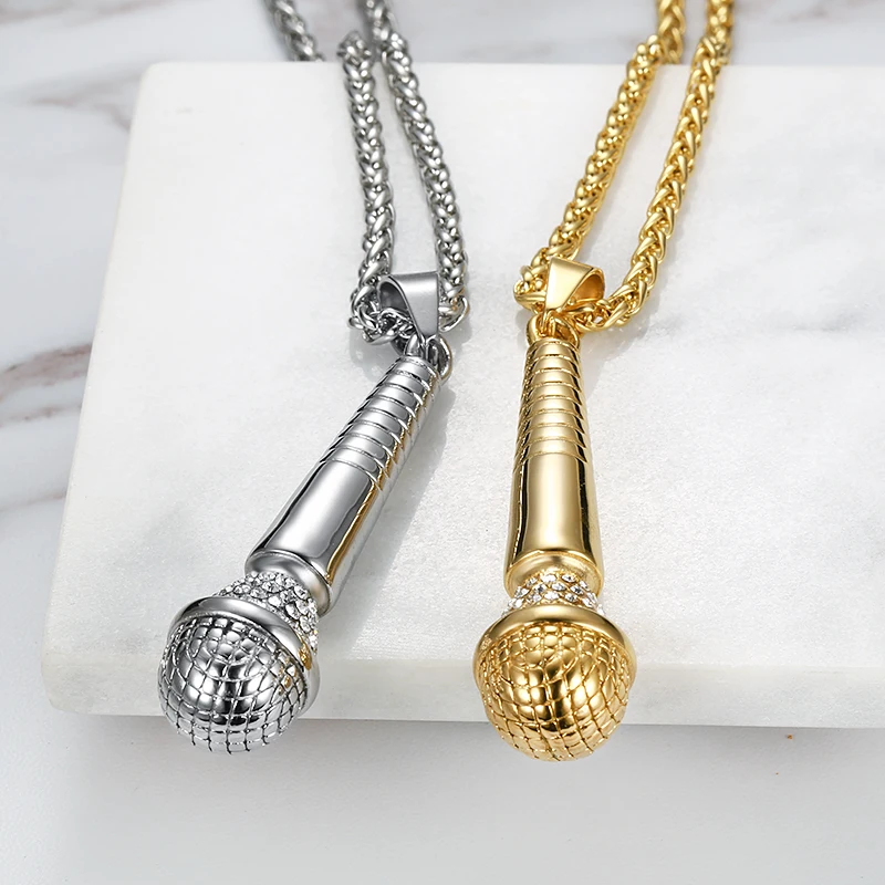 Hip Hop Necklace Stainless Steel Gold Color Iced Out Chains Music Microphone Pendant Necklace For Men/Women Gifts
Hip Hop Necklace Stainless Steel Gold Color Iced Out Chains Music Microphone Pendant Necklace For Men/Women Gifts