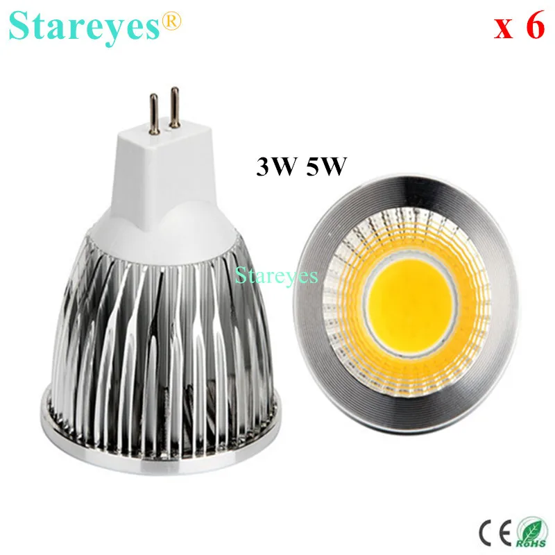 

6 pcs Dimmable 5W 3W MR16 AC&DC12V LED COB Light LED Spotlight lamp Downlight bulb droplight lamp led light COB lighting