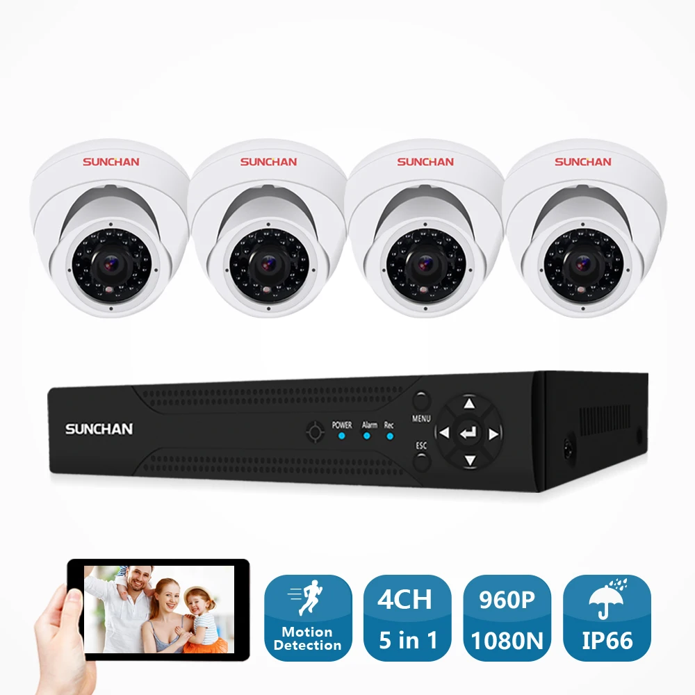 SUNCHAN 4CH CCTV система 4 шт. 1500TVL Внутренняя/наружная камера безопасности 960P DVR DIY Kit