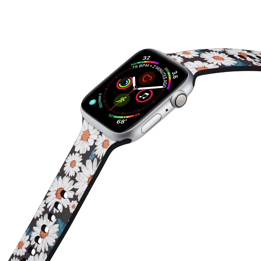 Soft Silicone Flower Printing Bracelet Strap For Apple Watch band 4 44/40mm Wristbands for iwatch Series 3 2 1 38/42mm accessori
Soft Silicone Flower Printing Bracelet Strap For Apple Watch band 4 44/40mm Wristbands for iwatch Series 3 2 1 38/42mm accessori